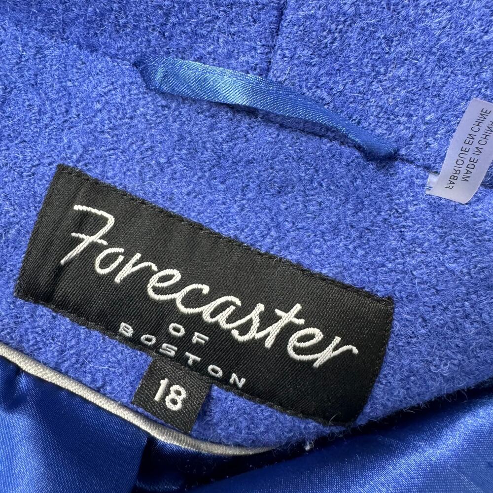 Vintage Blue Wool Blend Shawl Coat Snap Closure Size 18 Forecaster of Boston - Picture 8 of 10